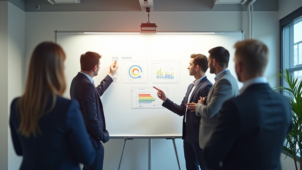 Team van professionals staat samen op kantoor, diverse groep in discussie